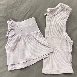 Forever 21 Lavender Purple Waffle Knit Top & Shorts Set